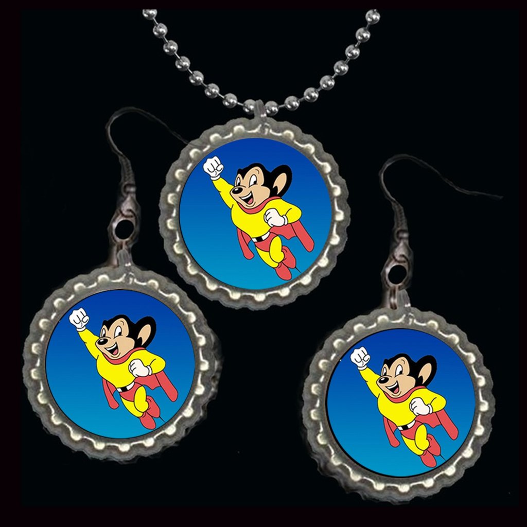 Mighty Mouse Inspired Necklace And Earrings Earring Set